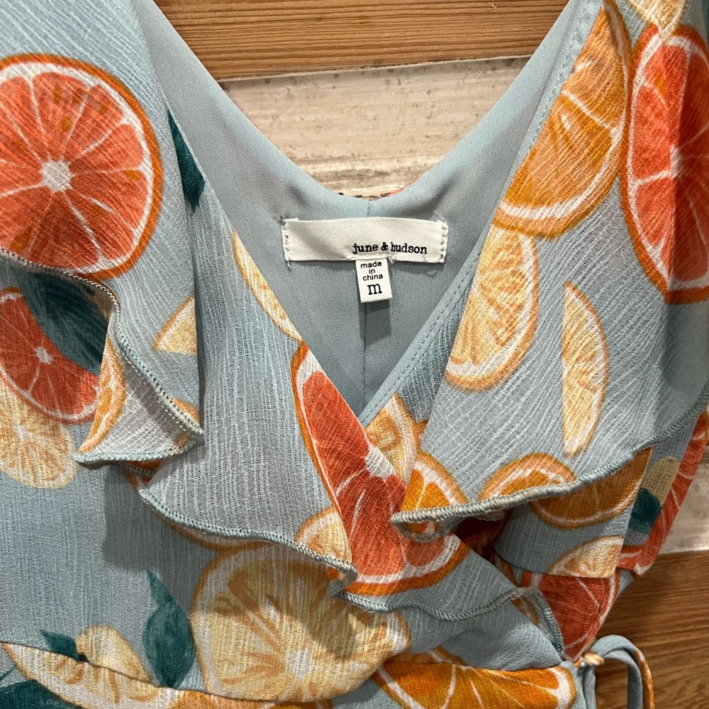 Citrus Summer Wrap Dress, Size M